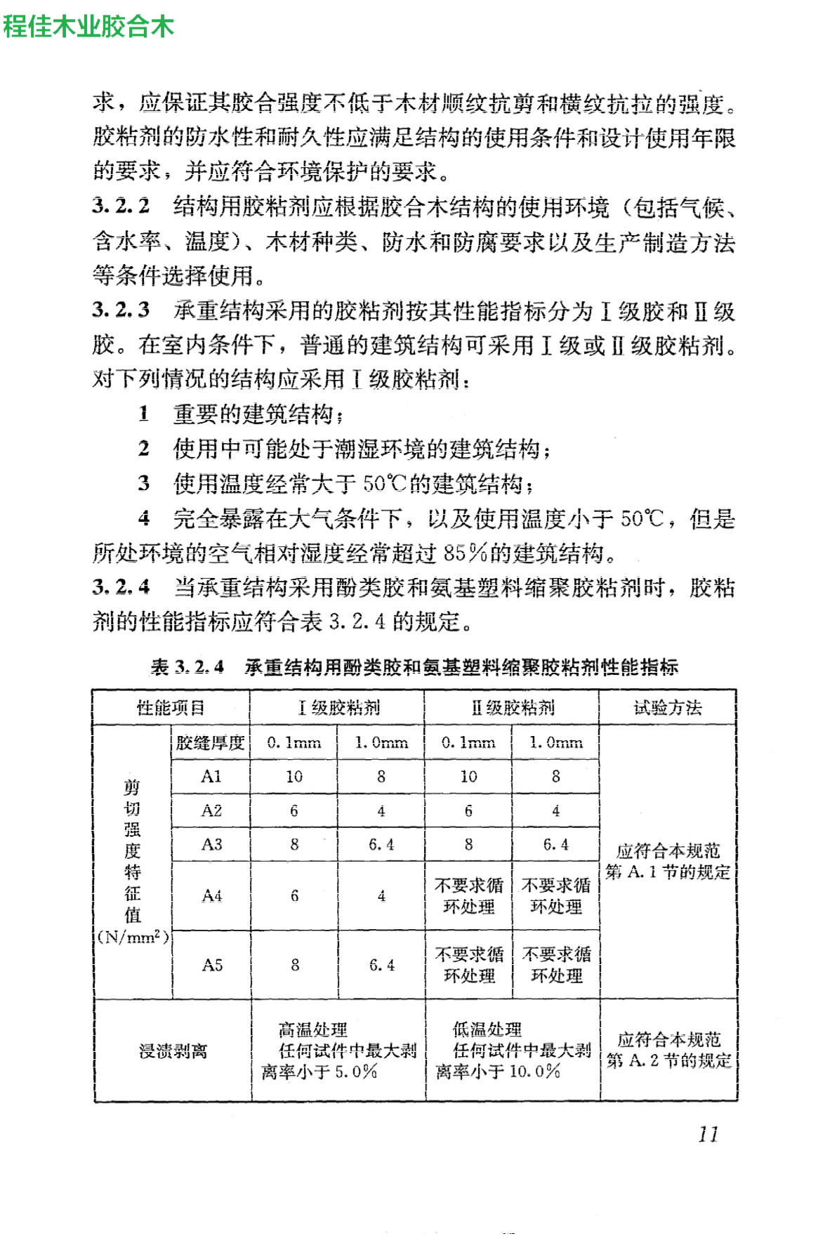 承重结构用酚类胶和氨基塑料缩聚胶粘剂性能指标